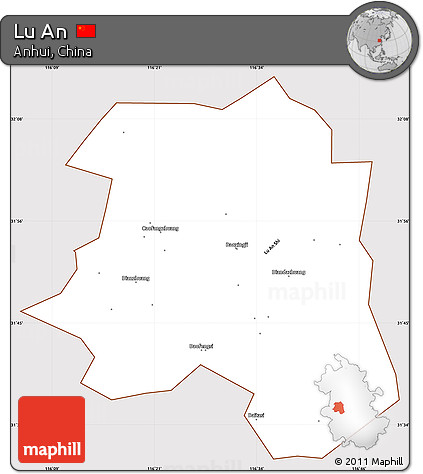 Classic Style Simple Map of Lu An, cropped outside