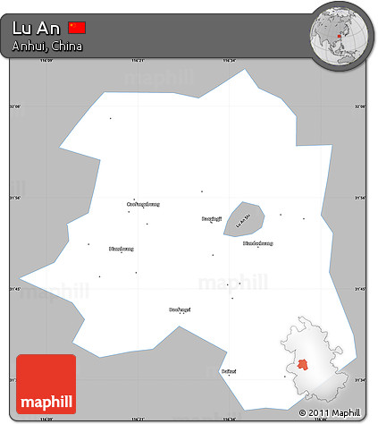 Gray Simple Map of Lu An, single color outside
