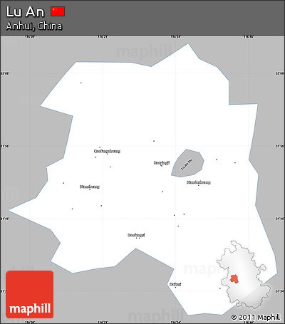 Gray Simple Map of Lu An, single color outside