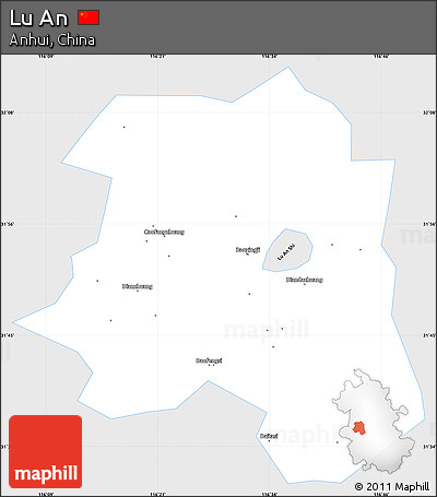 Silver Style Simple Map of Lu An, single color outside