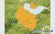 Political 3D Map of Lujiang, satellite outside
