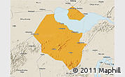 Political 3D Map of Lujiang, shaded relief outside