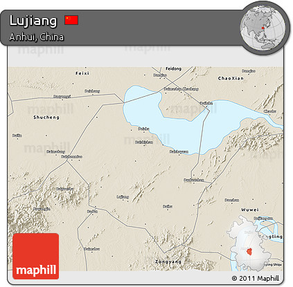Shaded Relief 3D Map of Lujiang