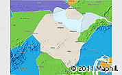 Shaded Relief 3D Map of Lujiang, political outside