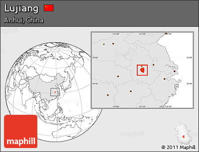 Blank Location Map of Lujiang, highlighted country