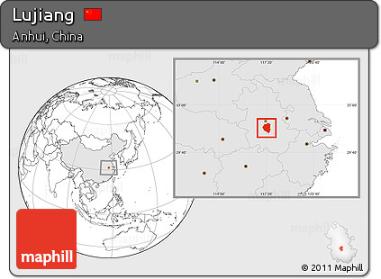 Blank Location Map of Lujiang, highlighted country