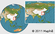 Satellite Location Map of Lujiang, highlighted country, within the entire country