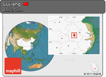 Satellite Location Map of Lujiang, highlighted country