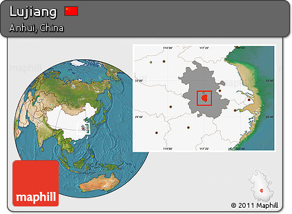 Satellite Location Map of Lujiang, highlighted country, highlighted parent region