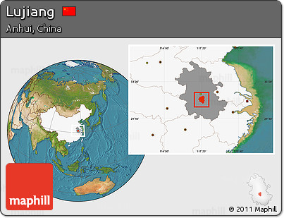 Satellite Location Map of Lujiang, highlighted country, highlighted parent region