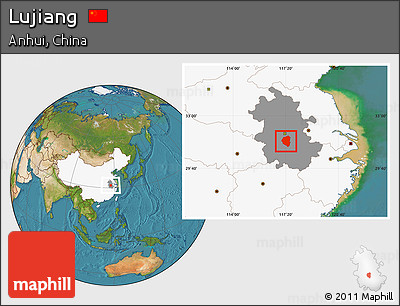 Satellite Location Map of Lujiang, highlighted country, highlighted parent region