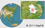 Satellite Location Map of Lujiang, highlighted parent region