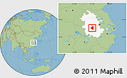 Savanna Style Location Map of Lujiang, highlighted parent region