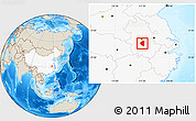 Shaded Relief Location Map of Lujiang, highlighted country