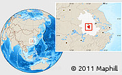 Shaded Relief Location Map of Lujiang, highlighted parent region