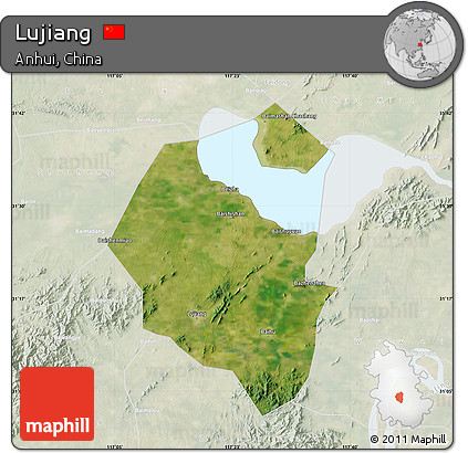 Satellite Map of Lujiang, lighten