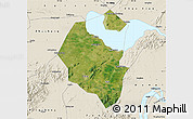 Satellite Map of Lujiang, shaded relief outside