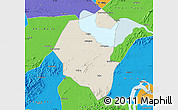 Shaded Relief Map of Lujiang, political outside