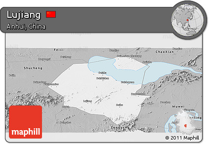 Gray Panoramic Map of Lujiang