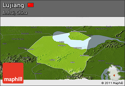 Physical Panoramic Map of Lujiang, darken