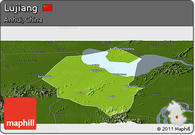 Physical Panoramic Map of Lujiang, darken