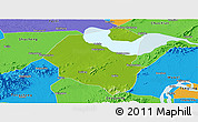 Physical Panoramic Map of Lujiang, political outside