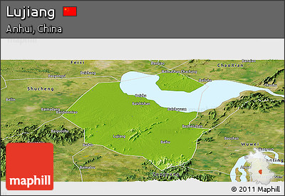 Physical Panoramic Map of Lujiang, satellite outside