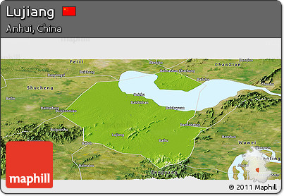 Physical Panoramic Map of Lujiang, satellite outside
