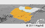 Political Panoramic Map of Lujiang, desaturated