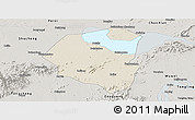 Shaded Relief Panoramic Map of Lujiang, semi-desaturated