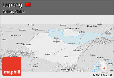 Silver Style Panoramic Map of Lujiang