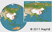 Satellite Location Map of Maanshan Shi, highlighted country, within the entire country