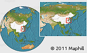 Satellite Location Map of Maanshan Shi, highlighted country, highlighted parent region, within the entire country