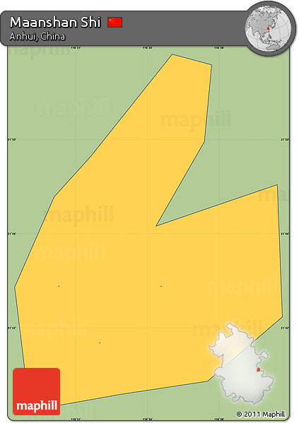 Savanna Style Simple Map of Maanshan Shi, cropped outside