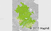 Physical Map of Anhui, lighten, desaturated