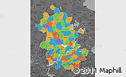 Political Map of Anhui, darken, desaturated