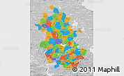 Political Map of Anhui, lighten, desaturated