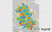 Political Map of Anhui, lighten, semi-desaturated