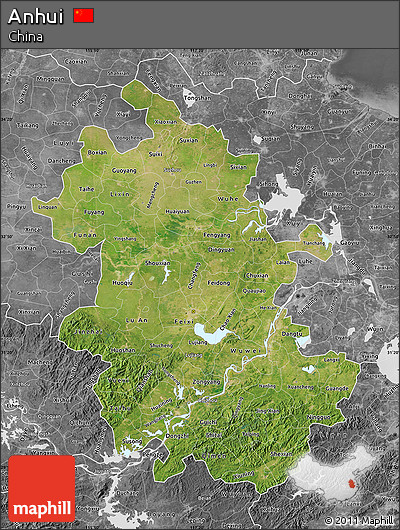 Satellite Map of Anhui, desaturated