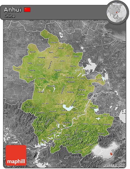 Satellite Map of Anhui, desaturated