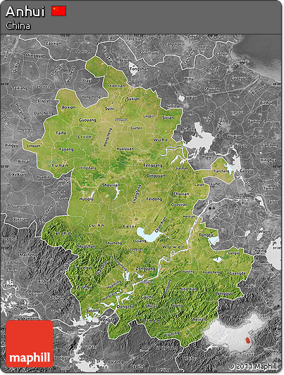 Satellite Map of Anhui, desaturated