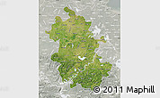 Satellite Map of Anhui, lighten, semi-desaturated