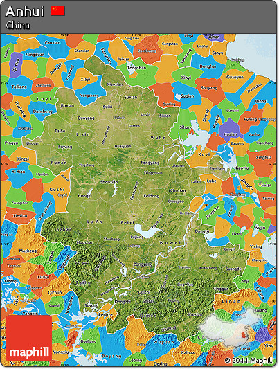 Satellite Map of Anhui, political outside