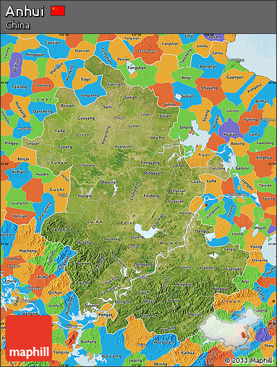 Satellite Map of Anhui, political outside