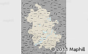 Shaded Relief Map of Anhui, darken, desaturated
