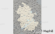 Shaded Relief Map of Anhui, darken, semi-desaturated