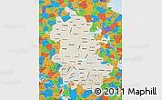 Shaded Relief Map of Anhui, political outside