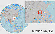 Gray Location Map of Mengcheng, hill shading