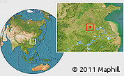 Satellite Location Map of Mengcheng