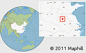 Savanna Style Location Map of Mengcheng, highlighted country